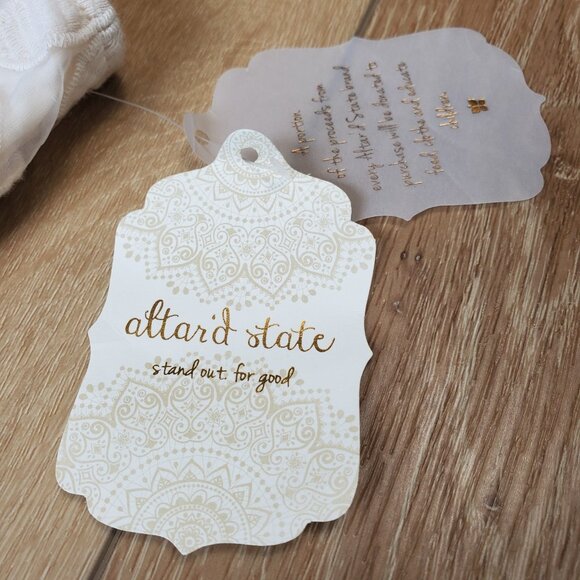 Altard State Dress Blue Cream Floral Lace Tulle Cottage Fairy Pleated Size L NEW - Picture 16 of 16